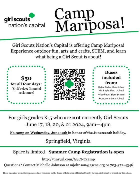 Mariposa Sum Camp Flyer