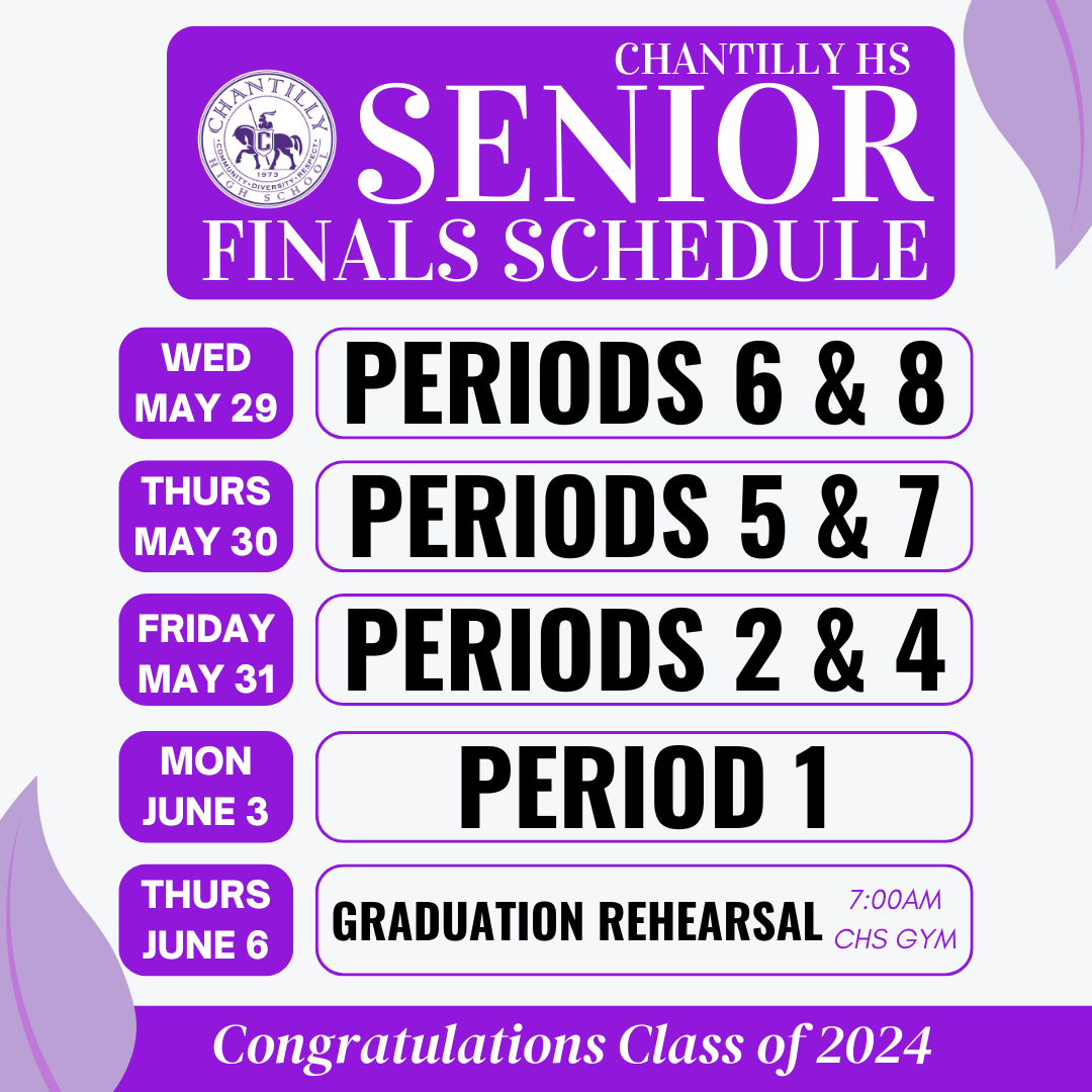 Senior Finals Schedule