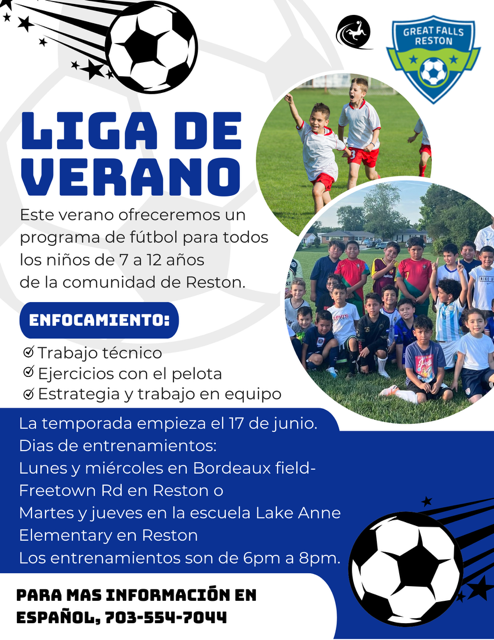 Great Falls Reston Soccer Flyer - Spanish