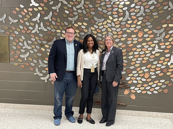 Photo with Principal Greer, Supervisor Bierman, and Robyn Lady at Langley HS