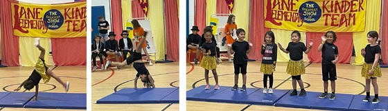 Students performing in the Kindergarten Circus - acrobats