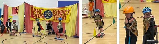 Students performing in the Kindergarten Circus - bikers
