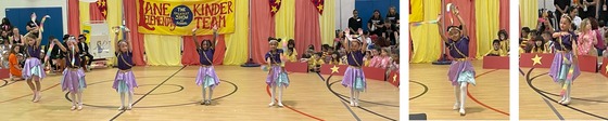 Students performing in the Kindergarten Circus - ribbon dancers
