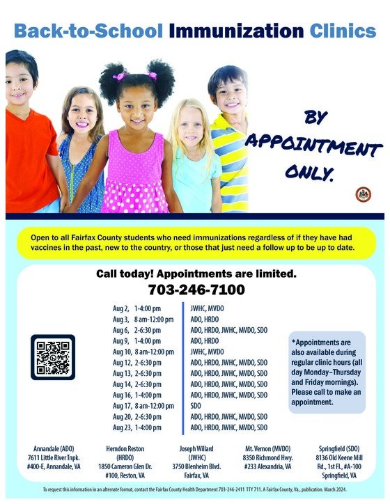 immunization clinic info in English