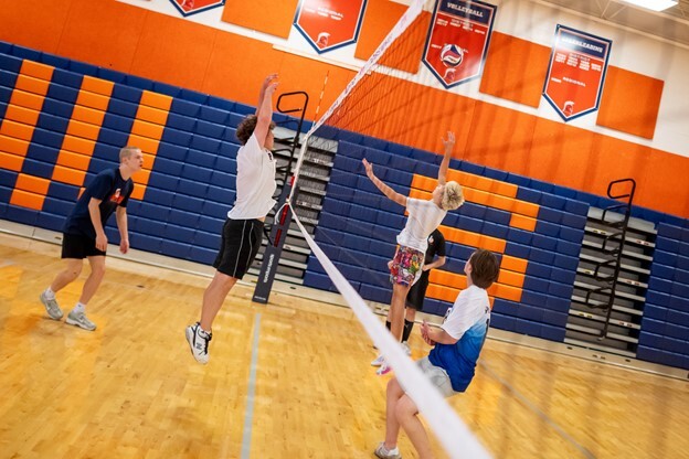 Boys trying out for Boys Volleyball Team at West Springfield High School