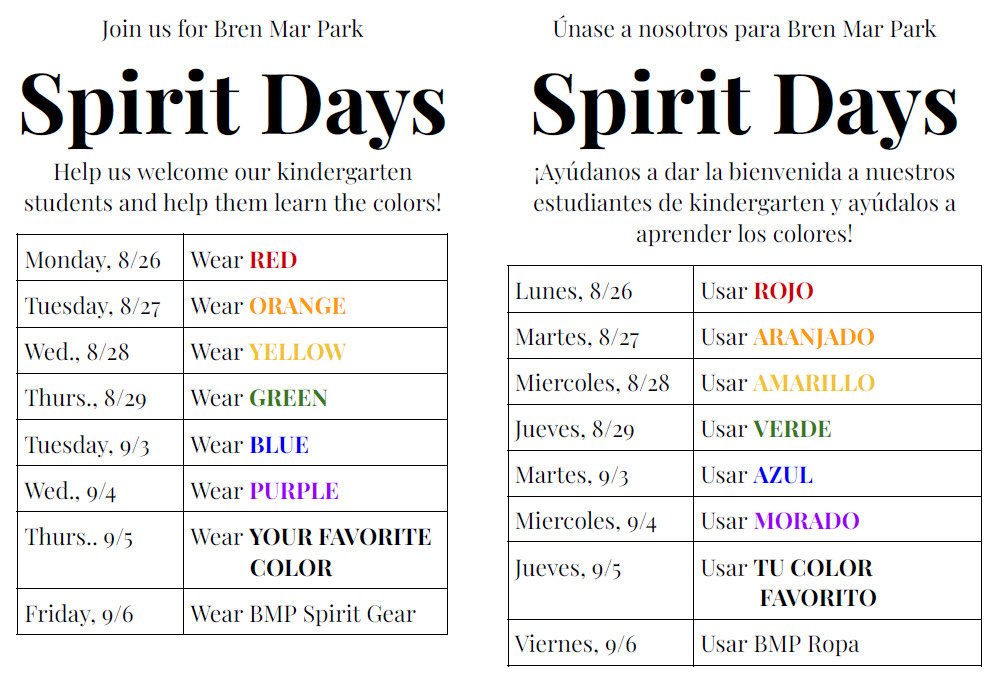 BMP Spirit Days