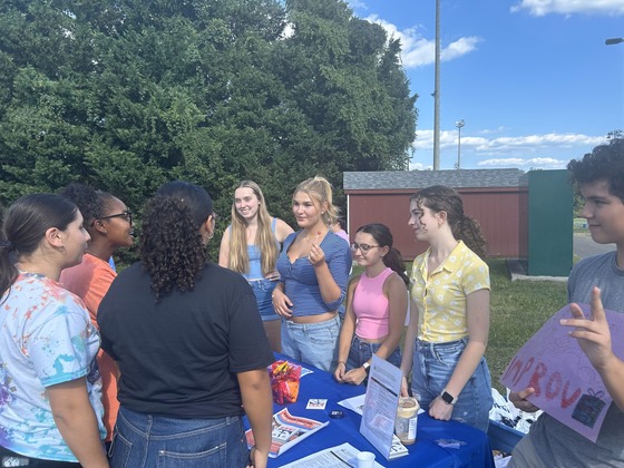 Students talking outside