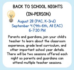 Back to School Night info