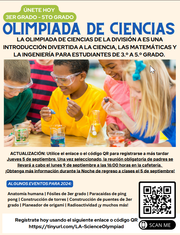 Science Olympiad Flyer in Spanish