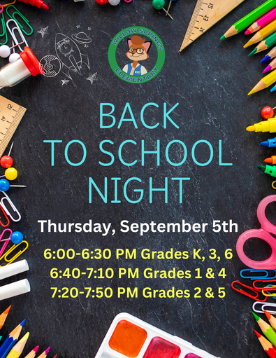 Back to School Night will be held on Thursday, September 5th.