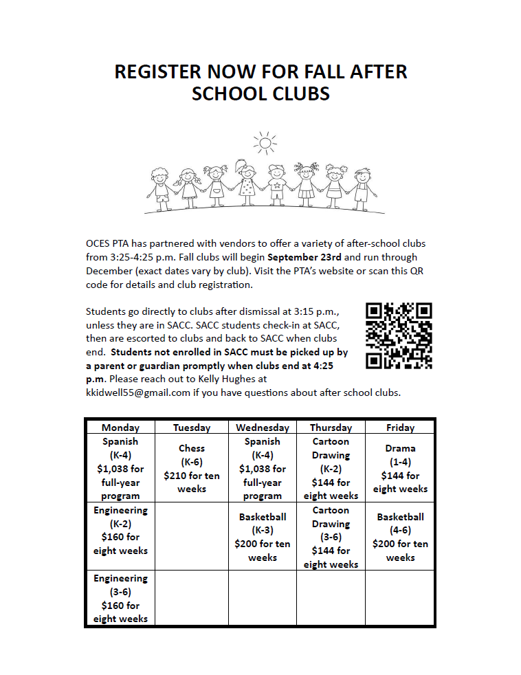 PTA Fall Class Flyer