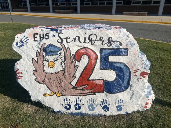 Painted Rock that says 25