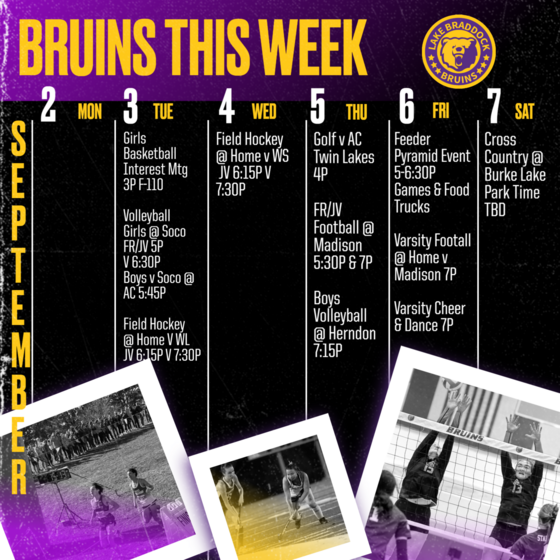 Bruins Athletics September 2 - 7, 2024