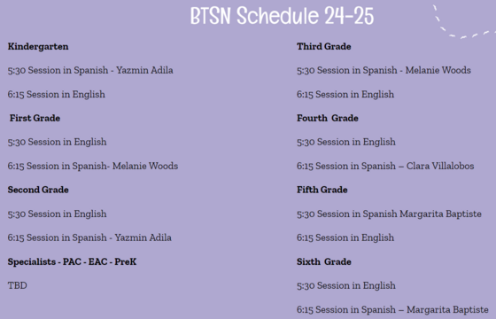 Back to School Night 2024 Schedule