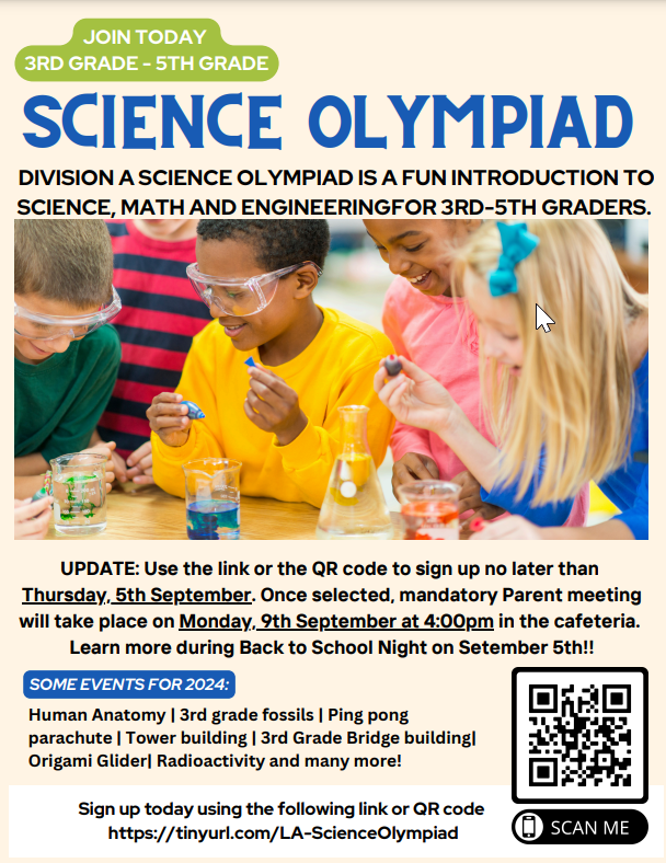 UPDATE: Science Olympiad date change