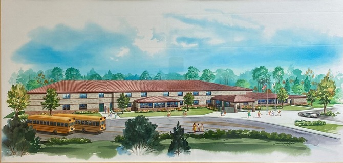 An artwork of the Bull Run Elementary School grounds