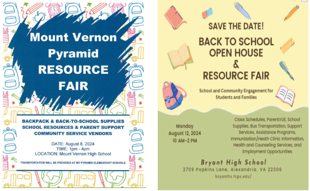 Mount Vernon District Back to School Resource Fairs