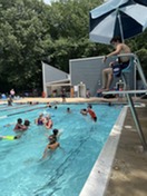 students swimming