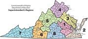 Map of Governor's Regions in Virginia showing Fairfax County in Region 4