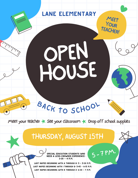 Open House Thursday August 15th 5 - 7 p.m.