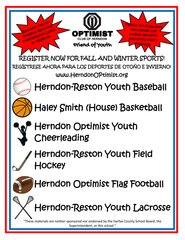 Herndon Optimist Club Sports Flyer