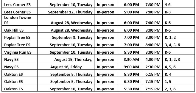 ES BTSN Schedule