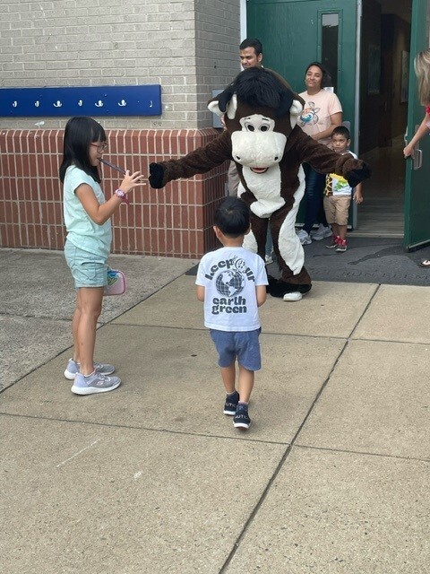 Charger the Mascot with Kindergarten students