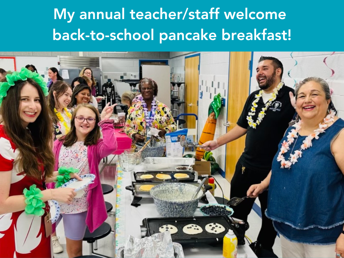 Marcia cooking pancakes at Mt Vernon Woods ES 