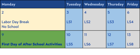 bell schedule