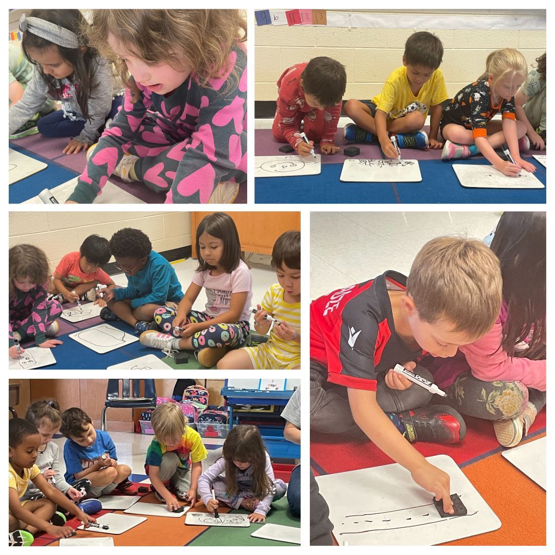 Kindergarten Students Creating