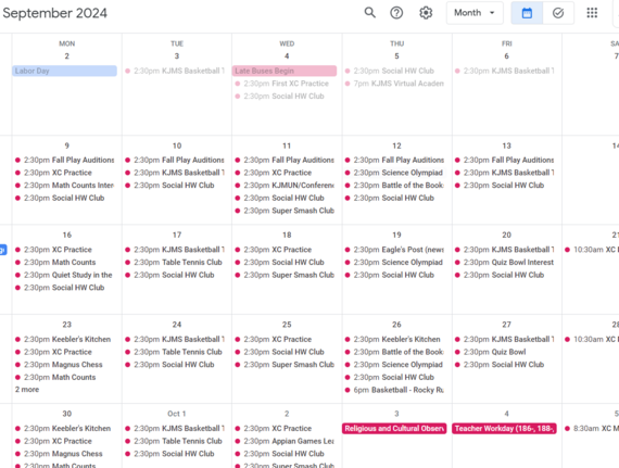 KJMS AFter-School Google Calendar