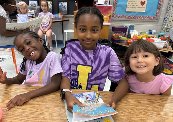 students wearing purple and pink