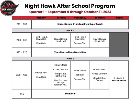 1st Quarter NH Schedule