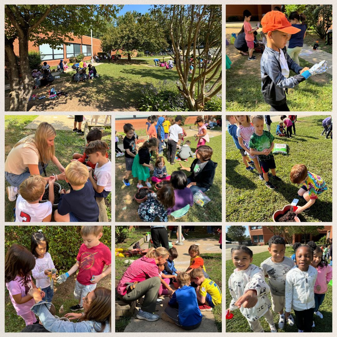 1st Grade Students Gardening