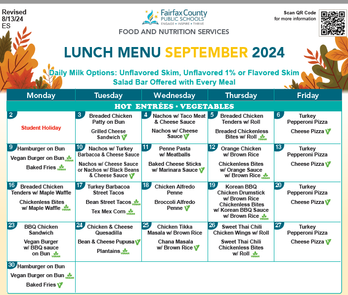 Lunch Menu September