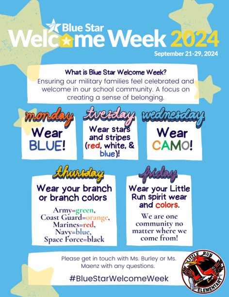 Blue Star Welcome Week Spirit Week