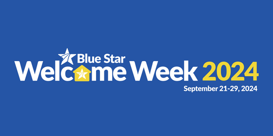 Blue Star Welcome Week blue banner.