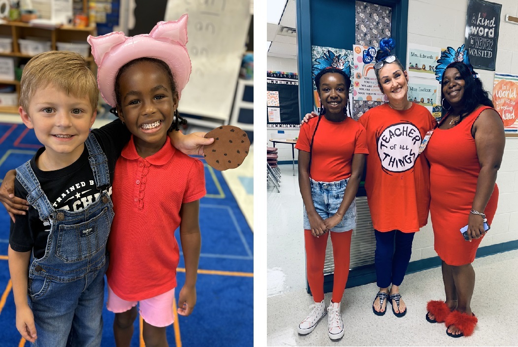 students and teachers dressed as book characters