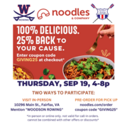 Woodson Rowing Restaurant Night at Noodles and Company September 19th