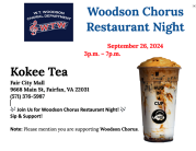 Woodson Chorus Restaurant Night at Kokee Tea September 26