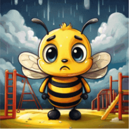 sad raining bee