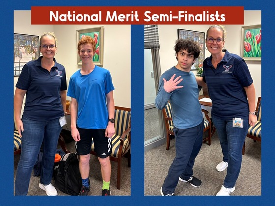 National Merit Semi Finalist Students with Mrs. Burke