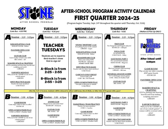 ASP Quarter 1 Calendar