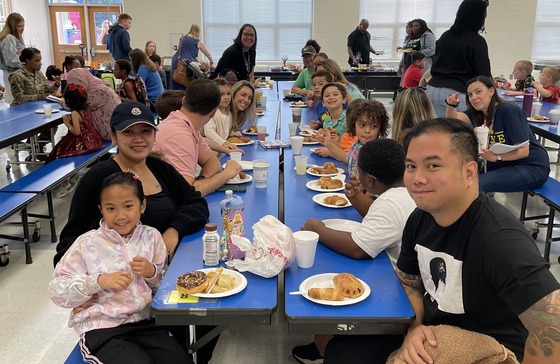 Parents and students at the 2nd grade breakfast