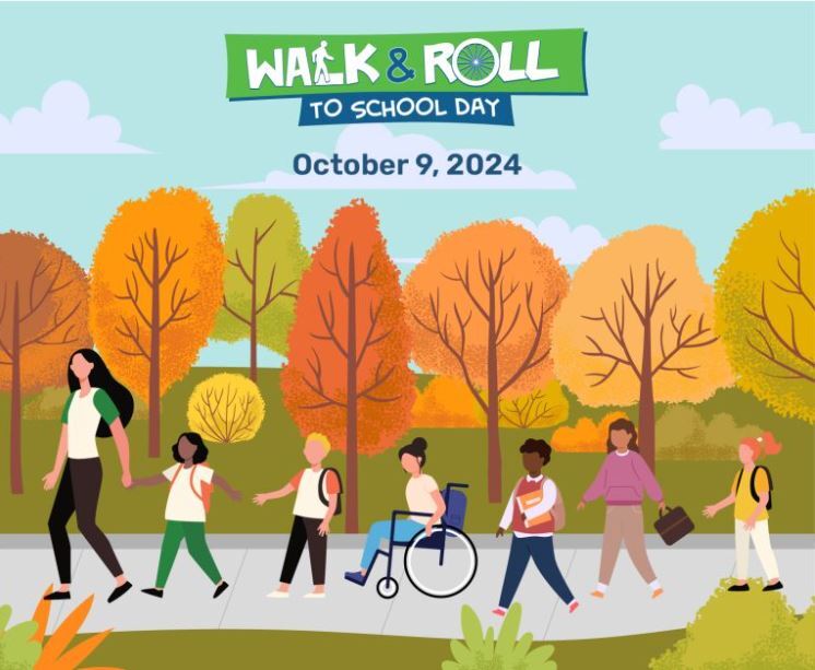 walk and roll to school graphic