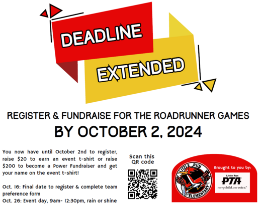 Roadrunner Games Deadline Extended to Oct 2