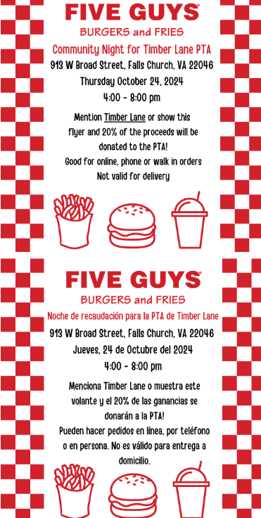 PTA Five Guys Flyer