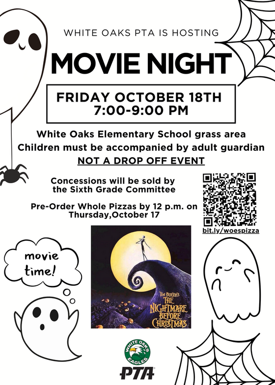 Halloween Movie Night flyer for 10-4