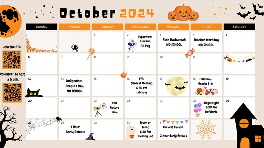 PTA October Calendar