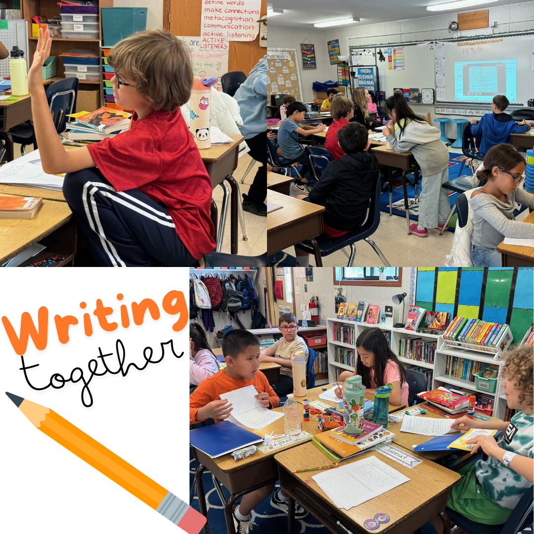 Students writing together